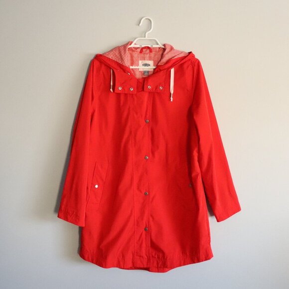 Old Navy Women's Sz M Red Hooded Full Zip Casual Windbreaker Jacket Coat - Picture 1 of 16